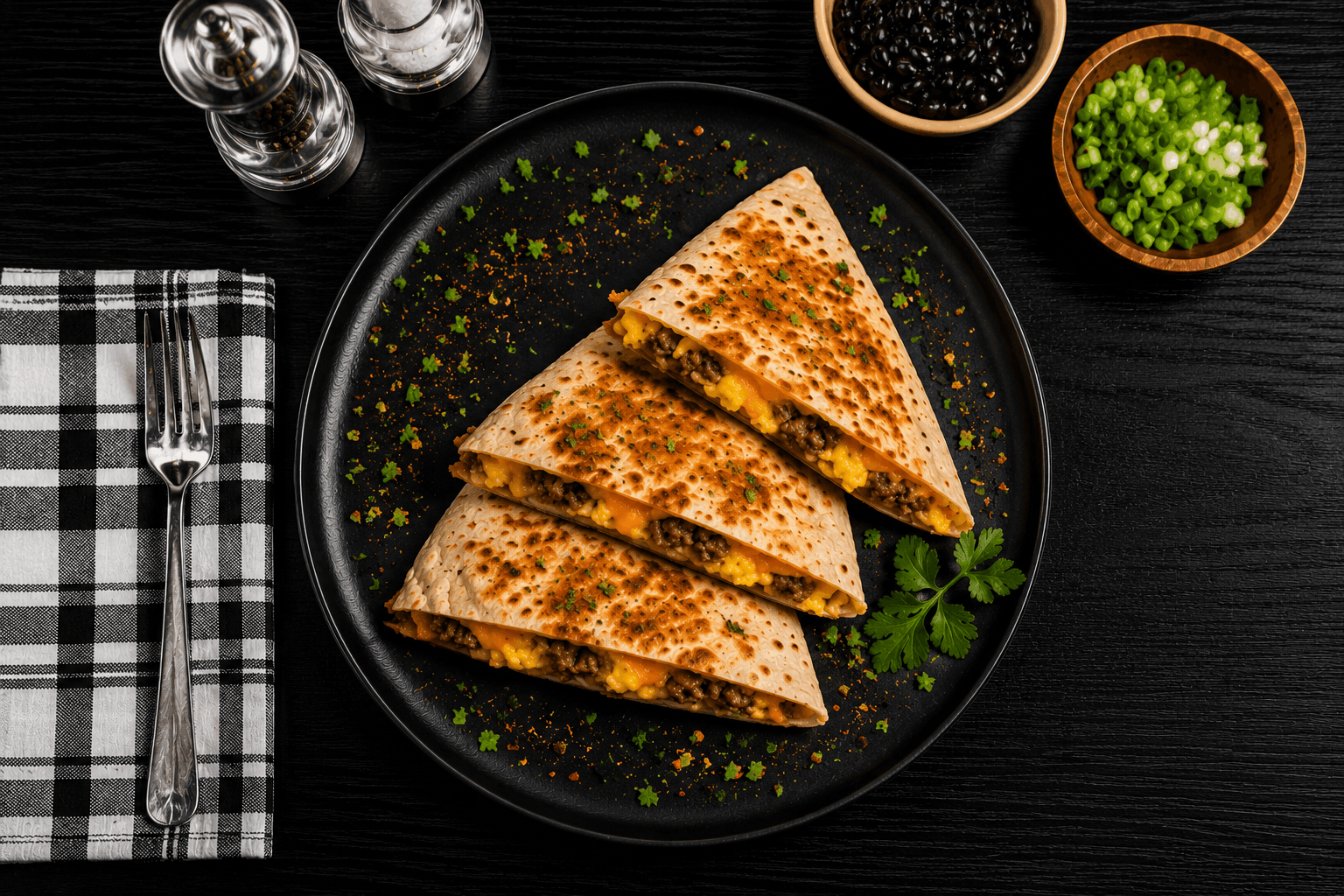 Start your day strong with fluffy whole eggs and savory chicken sausage, topped with melted low-fat cheddar cheese and wrapped in a soft flour tortilla. Finished on the flat top for a perfectly golden exterior and warm, satisfying flavor in every bite.
