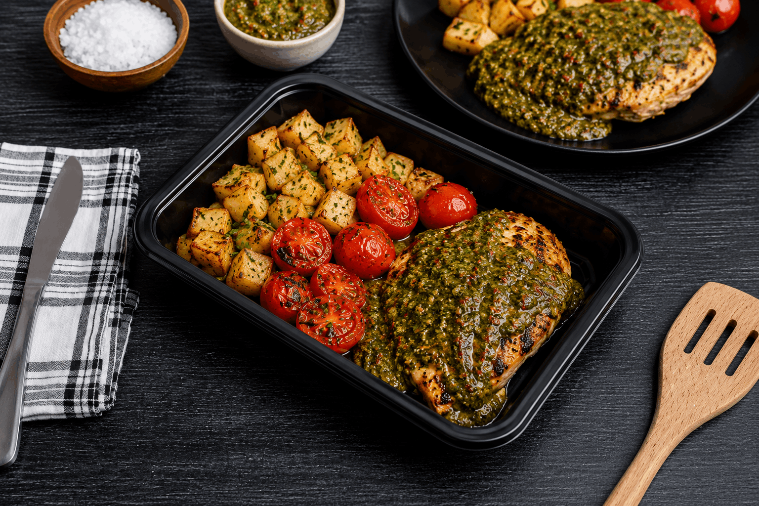 A juicy grilled chicken breast seasoned with bold, smoky South American-inspired spices and finished to perfection. Served alongside sweet roasted cherry tomatoes and golden roasted potatoes, this hearty dish delivers rustic flavor, vibrant color, and satisfying comfort in every bite.