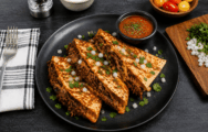Slow-braised, tender beef short rib layered with a rich blend of provolone and mozzarella cheeses, then folded into a grilled tortilla until perfectly crisp. Finished with our smoky chipotle marinara sauce for a bold fusion of savory, cheesy, and slightly spicy flavors in every bite.
